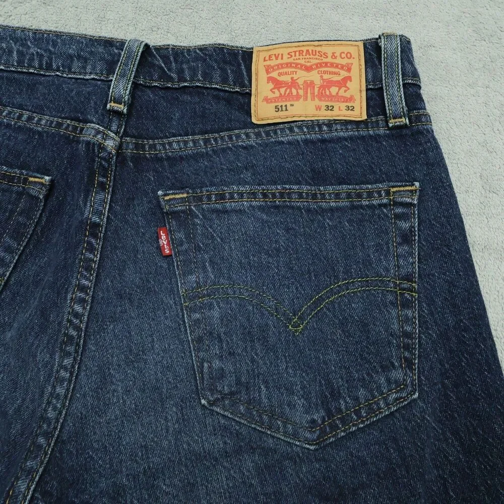 Levi's Jeans Mens 32x32 Blue 511 Slim Straight Flexible Denim Dark Wash